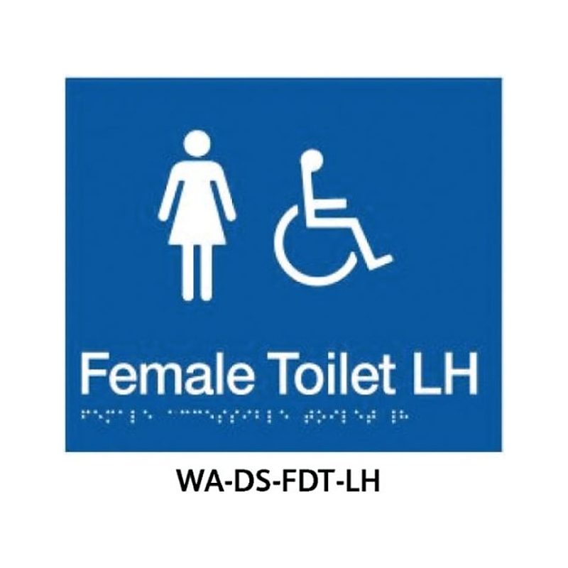 3monkeez WA-DS-FDT-LH Blue ABS Plastic Door Sign With Braille for Female Disabled LHS Grab Rail