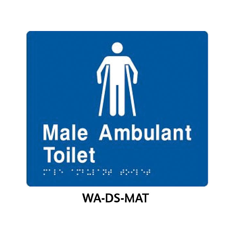 3monkeez WA-DS-MAT Blue ABS Plastic Door Sign With Braille for Male Ambulant Toilet