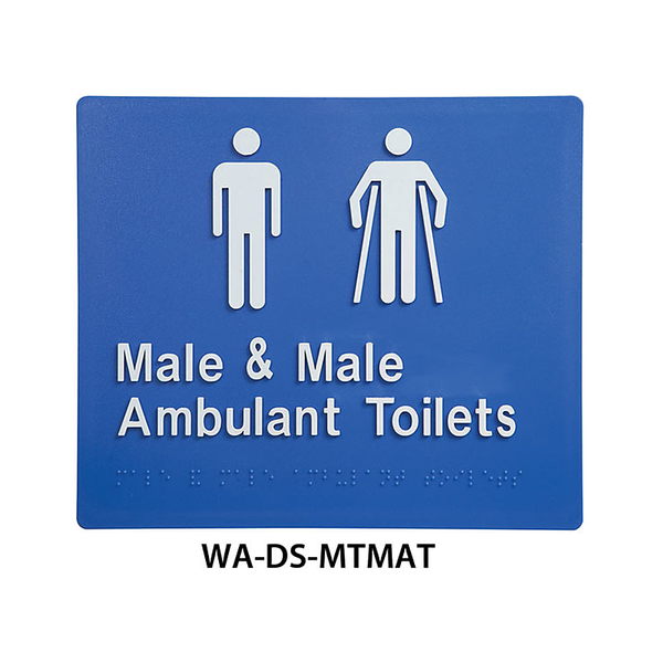 3monkeez WA-DS-MTMAT Blue ABS Plastic Door Sign With Braille for Male Toilet and Male Ambulant
