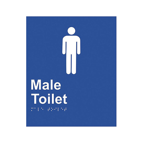 3monkeez WA-DS-MT Blue ABS Plastic Door Sign With Braille for Male Toilet