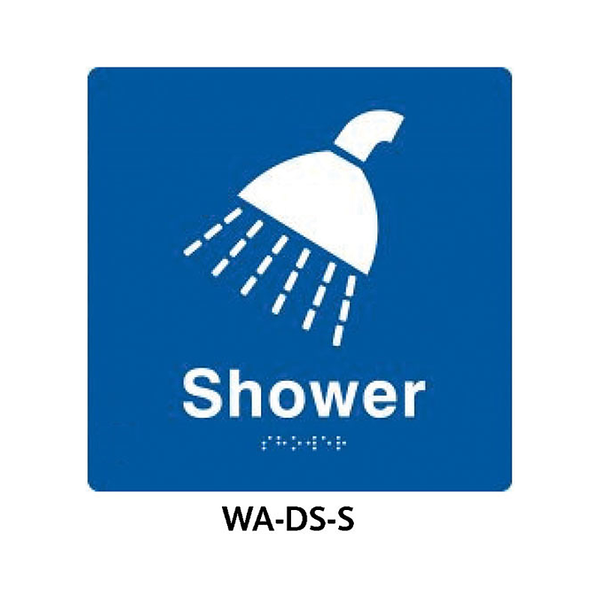 3monkeez WA-DS-S Blue ABS Plastic Door Sign With Braille for Shower