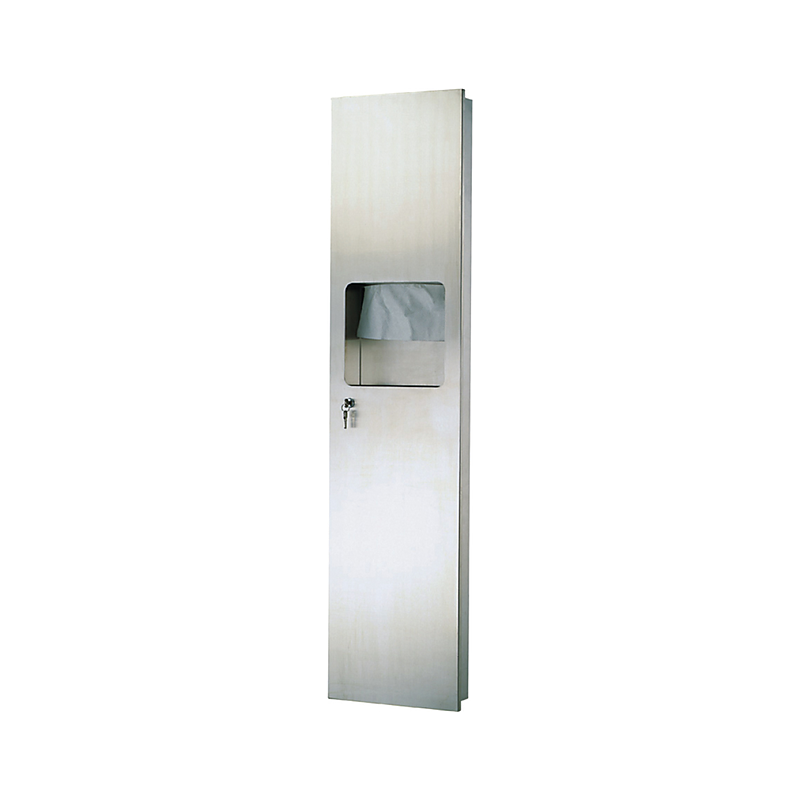 3monkeez WA-PTDWR1-R Paper Towel Dispenser and Waste Receptacle, Removable 13.5L Bin, Concealed Fixing, Key Lockable, 304 Grade Satin Stainless Steel - Recessed