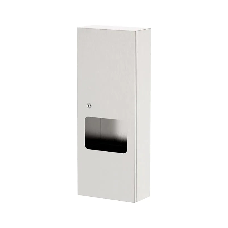 3monkeez WA-PTDWR2-SM Paper Towel Dispenser and Waste Receptacle, Removable 6.5L Bin, Concealed Fixing, Key Lockable, 304 Grade Satin Stainless Steel - Surface Mount
