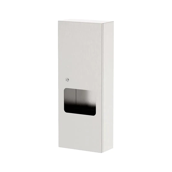 3monkeez WA-PTDWR2-SM Paper Towel Dispenser and Waste Receptacle, Removable 6.5L Bin, Concealed Fixing, Key Lockable, 304 Grade Satin Stainless Steel - Surface Mount