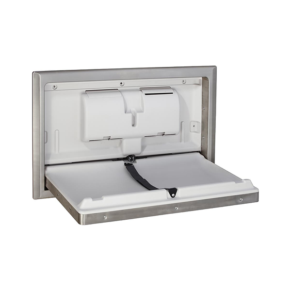 3monkeez WA-SBCSH-R Recessed Stainless Steel Clad Horizontal Baby Change Station with Anti-Microbial Coat on all