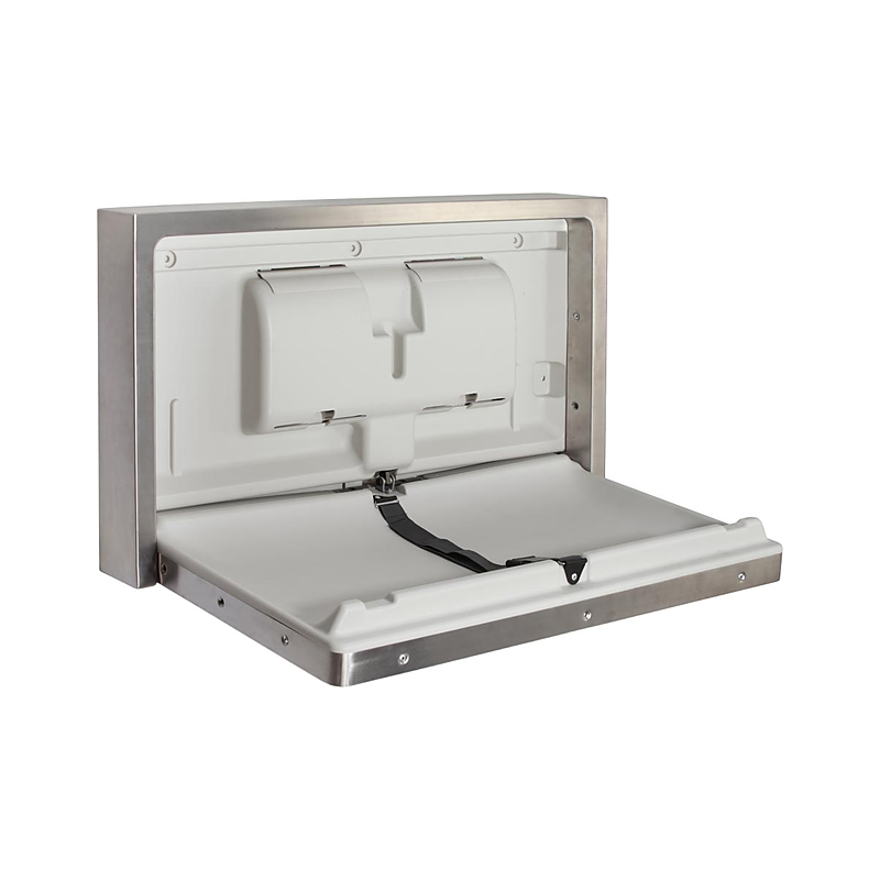 3monkeez WA-SBCSH-SM Surface Mounted Stainless Steel Clad Horizontal Baby Change Station with Anti-Microbial Coat