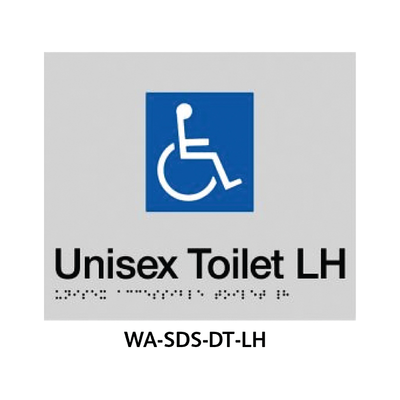 3monkeez WA-SDS-DT-LH Silver ABS Plastic Door Sign With Braille for Disabled Toilet LHS Grab Rail