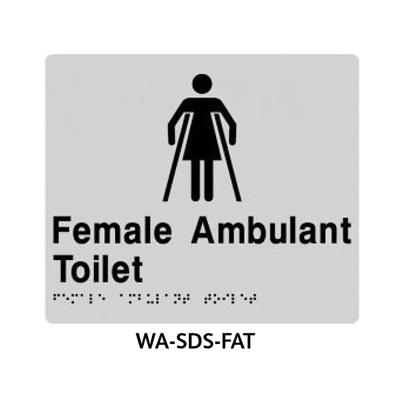 3monkeez WA-SDS-FAT Silver ABS Plastic Door Sign With Braille for Female Ambulant Toilet