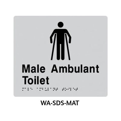 3monkeez WA-SDS-MAT Silver ABS Plastic Door Sign With Braille for Male Ambulant Toilet