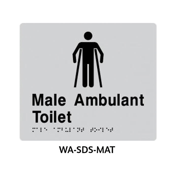 3monkeez WA-SDS-MAT Silver ABS Plastic Door Sign With Braille for Male Ambulant Toilet