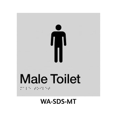 3monkeez WA-SDS-MT Silver ABS Plastic Door Sign With Braille for Male Toilet