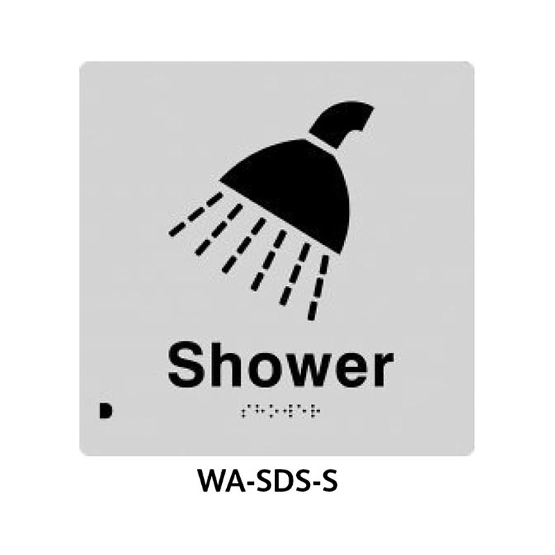 3monkeez WA-SDS-S Silver ABS Plastic Door Sign With Braille for Shower
