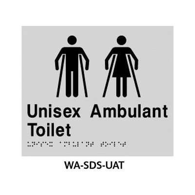 3monkeez WA-SDS-UAT Silver ABS Plastic Door Sign With Braille for Unisex Ambulant Toilet