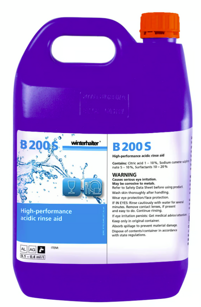 Winterhalter B200S | Liquid Glass Washing Rinse Aid | 2 x 5L