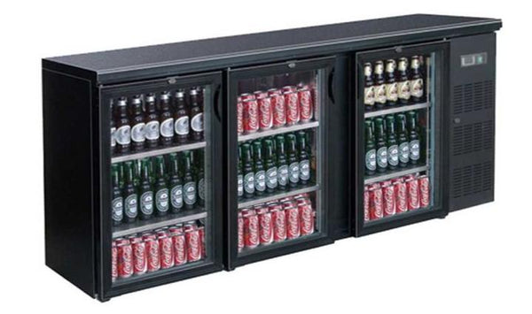 3 Door Drinks Fridge, F.E.D BC3100G, Thermaster, Beverage Fridge, Drink Cooler, Beer Bottle Cooler
