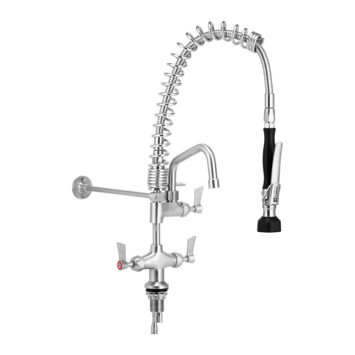 3monkeez T-3M53015-C Compact Stainless Steel Dual Hob Mounted Pre Rinse Unit I 6" Pot Filler