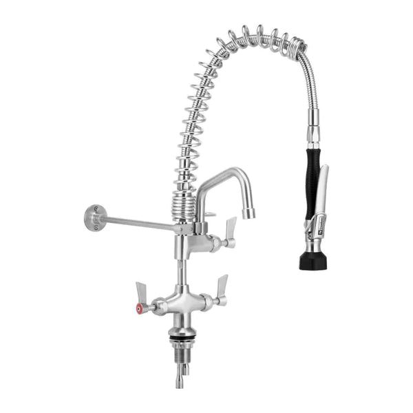 3monkeez T-3M53015-C Compact Stainless Steel Dual Hob Mounted Pre Rinse Unit I 6" Pot Filler