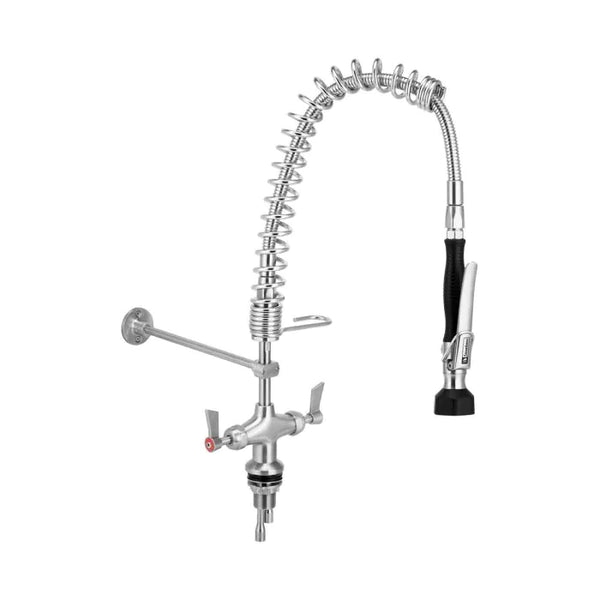 3monkeez T-3M53007-C Compact Stainless Steel Dual Hob Mounted Pre Rinse Unit I No Pot Filler