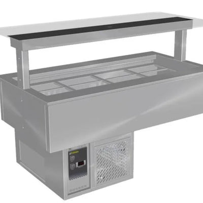 Culinaire CR.CWCF.U.GSF.6 | 6 Bay | Under Bench | Self Contained Cold Well | Flat Glass Gantry | Refrigerated Counter Line