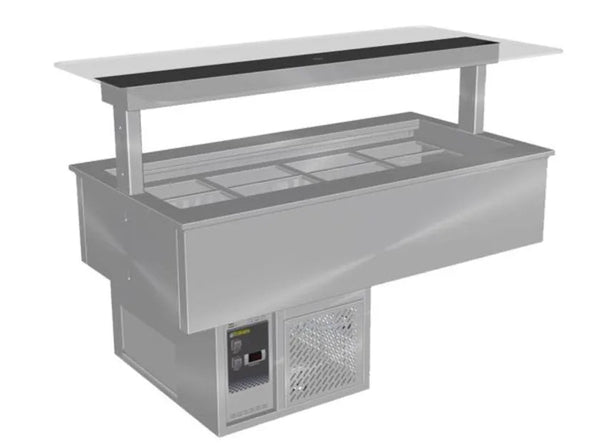 Culinaire CR.CWCF.U.GSF.6 | 6 Bay | Under Bench | Self Contained Cold Well | Flat Glass Gantry | Refrigerated Counter Line