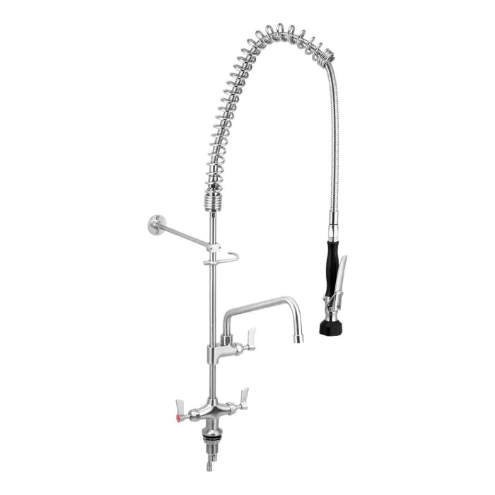 3monkeez T-3M53058 Stainless Steel Dual Bench Mounted Pre Rinse Unit I 12” Pot Filler
