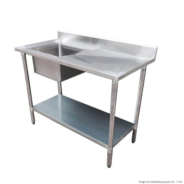 Modular Systems 1200-6-SSBL | Economic 304 | Grade SS Left Sink I Stainless Steel Sink Bench I Single Sink