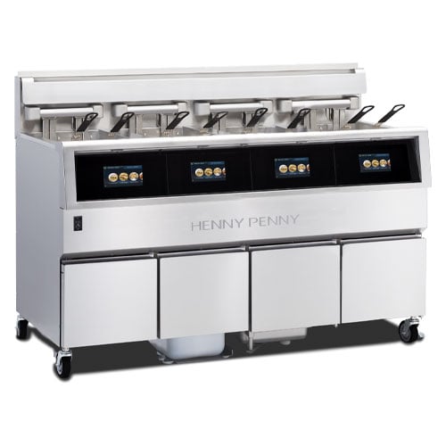 Henny Penny OFE514 | F5 Low Oil Volume Touch Screen Fryer Systems | Four Well | Open Fryer | Electric