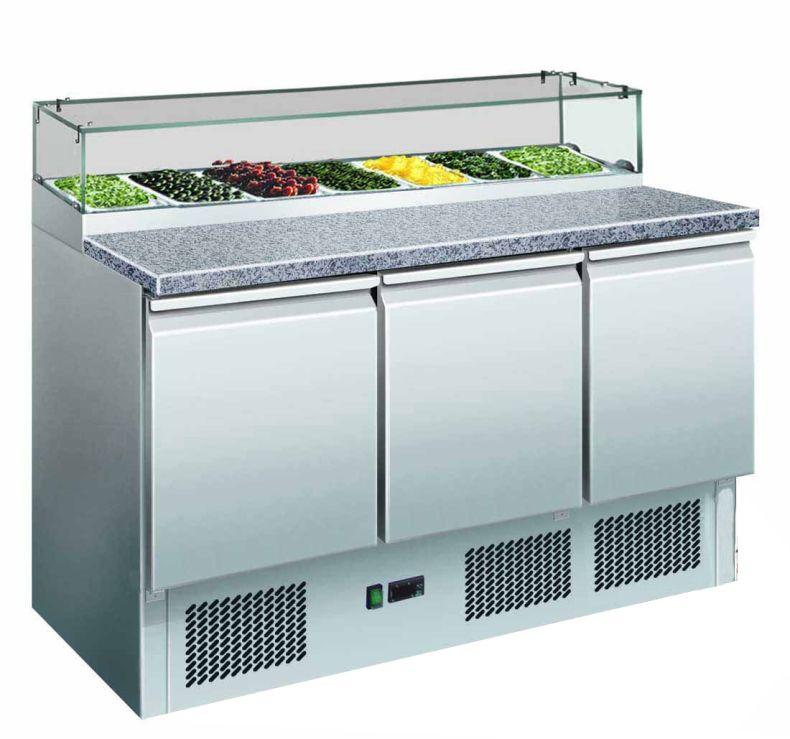 3 Door Fridge, F.E.D GNS1300E, Salad Bar Fridge, Marble top, Salad Fridge, 444L