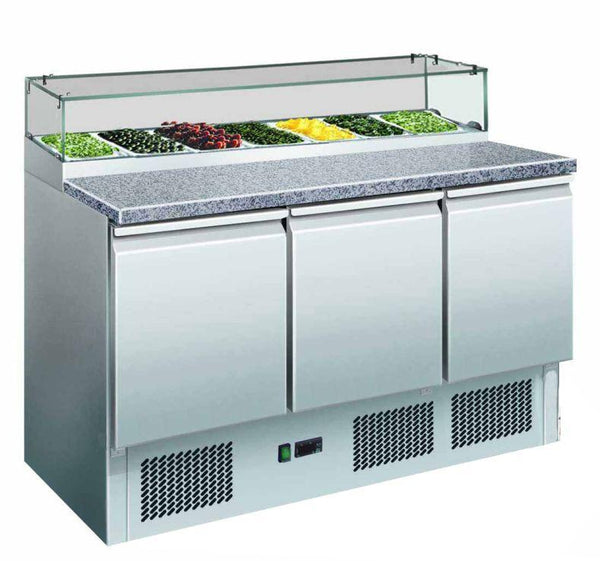 3 Door Fridge, F.E.D GNS1300E, Salad Bar Fridge, Marble top, Salad Fridge, 444L