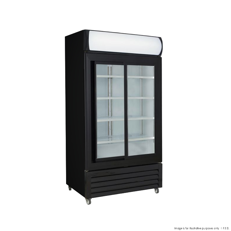 F.E.D LG-1000SDBP I Thermaster I Double Sliding Door I Sliding Glass Doors I Upright Beverage Fridge