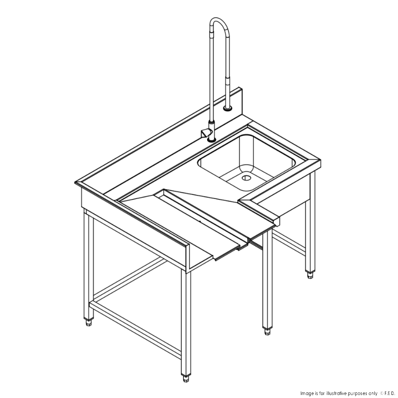 F.E.D MCFD-1000D Fagor I Pre Rinsing I Stainless Steel Sink Bench I w/ Introductor of Basket