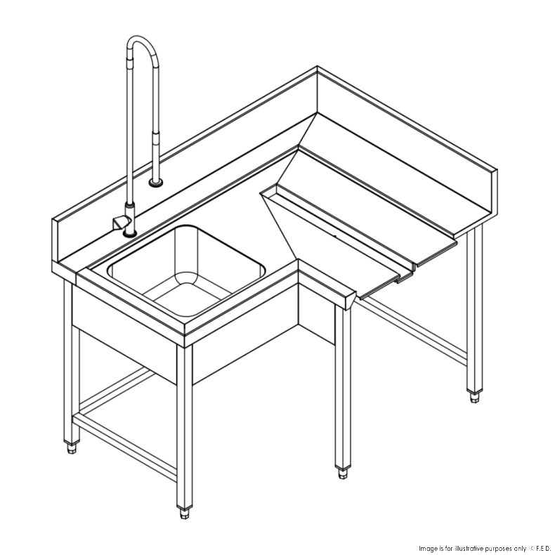F.E.D MCFD-1000I Fagor I Pre Rinsing I Stainless Steel Sink Bench I w/ Introductor of Basket