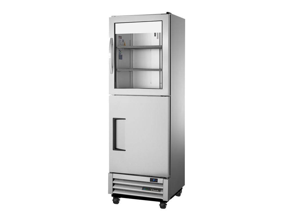 True Refrigeration T-15-1-G-1-HC-FGD01 Slimline Upright Foodservice Refrigerator | Split Half Glass + Half Solid Swing Doors | 290 Litres