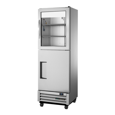 True Refrigeration T-15-1-G-1-HC-FGD01 Slimline Upright Foodservice Refrigerator | Split Half Glass + Half Solid Swing Doors | 290 Litres