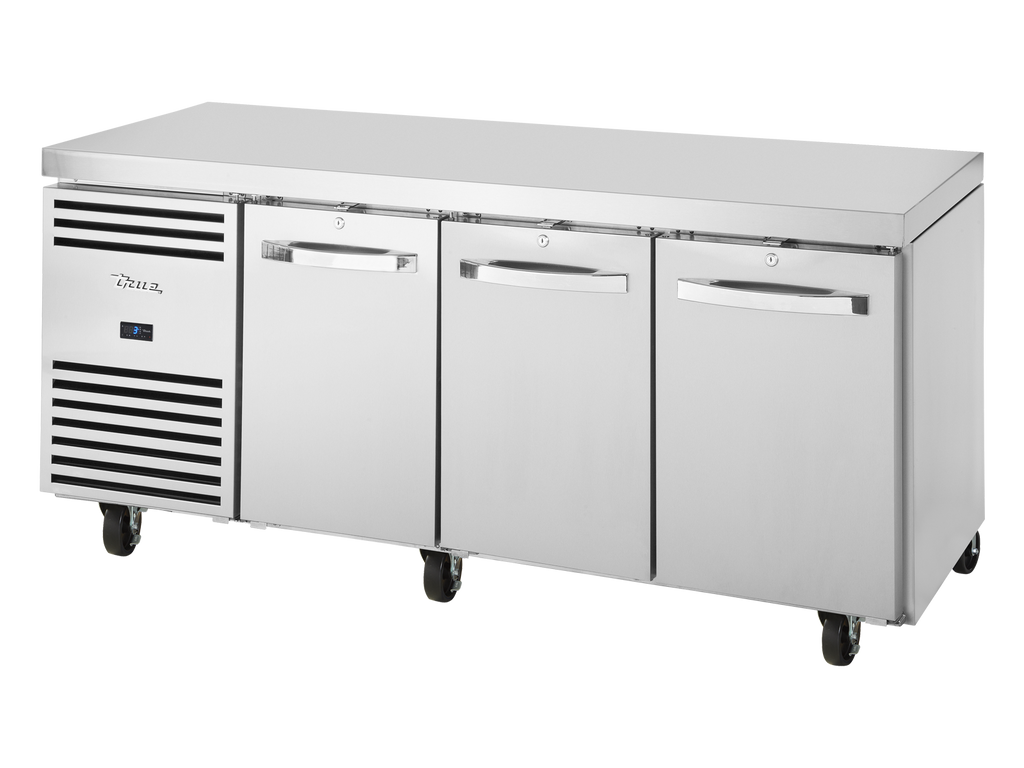 True Refrigeration TCR1/3-CL-SS-DL-DR-DR 1/1 GN Counter Refrigerator | 3 Section | 249 Litres