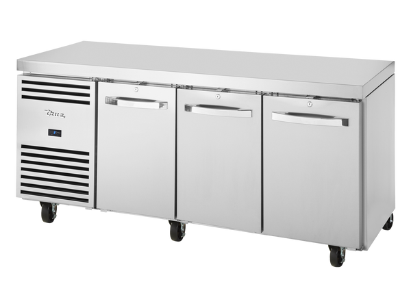 True Refrigeration TCR1/3-CL-SS-DL-DR-DR 1/1 GN Counter Refrigerator | 3 Section | 249 Litres