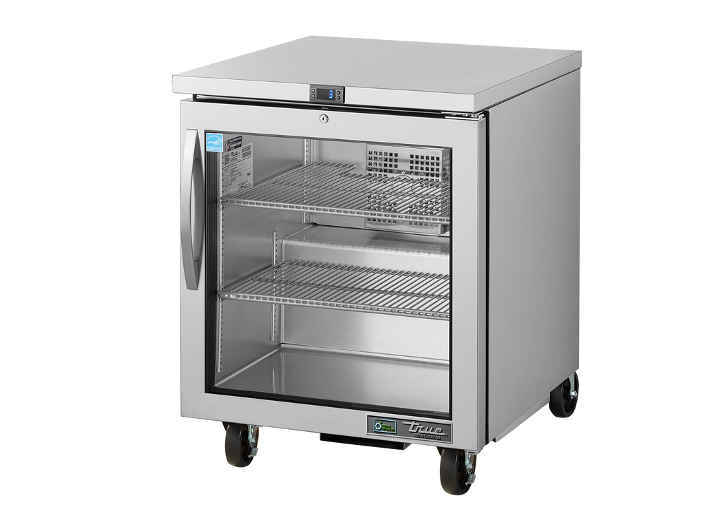 True Refrigeration TUC-27G-HC-FGD01 RH Undercounter Foodservice Refrigerator | 1 Glass Swing Door | 143 Litres | Right Door Opening