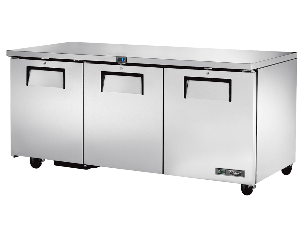 True Refrigeration TUC-72-HC Undercounter Foodservice Refrigerator | 3 Solid Swing Doors | 461 Litres