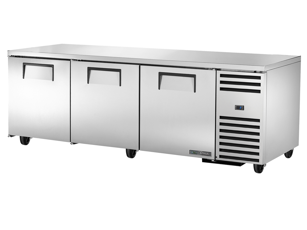 True Refrigeration TUC-93-HC Deep Undercounter Refrigerator | 3 Solid Swing Doors | 760 Litres