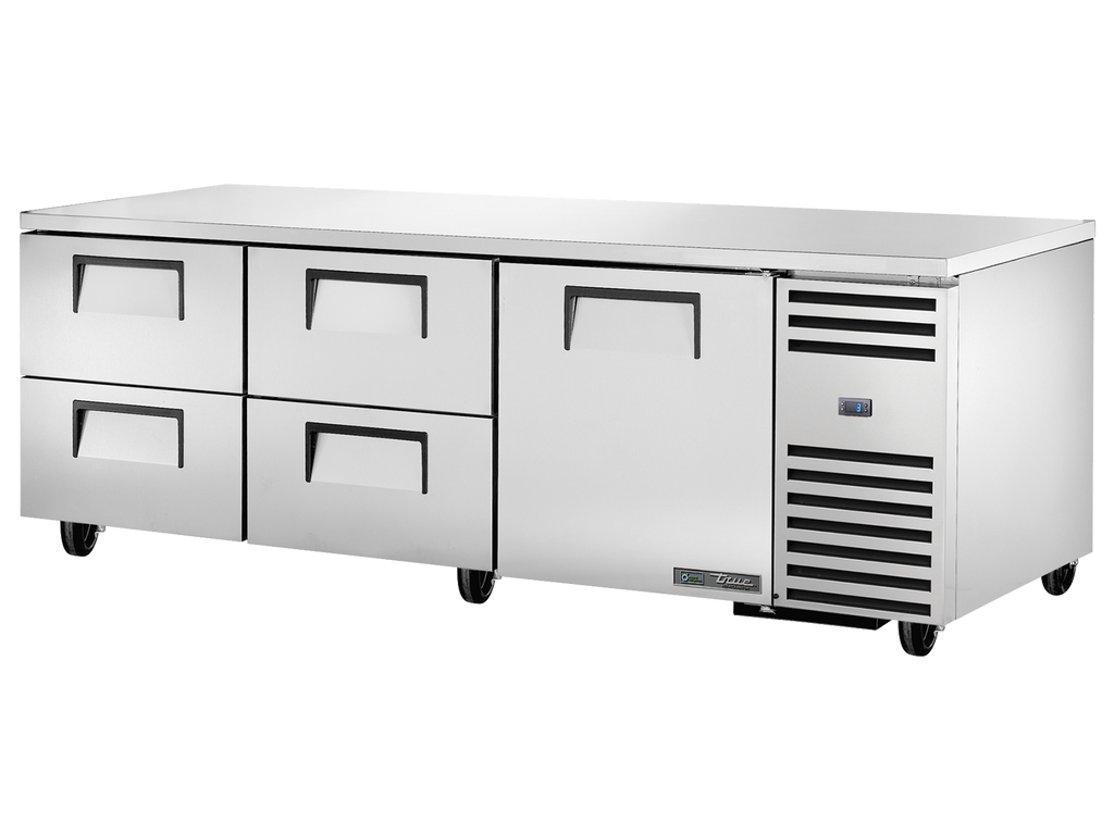 True Refrigeration TUC-93D-4-HC Deep Undercounter Refrigerator | 4 Drawers + 1 Solid Swing Doors | 457 Litres