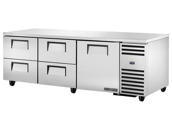 True Refrigeration TUC-93D-4-HC Deep Undercounter Refrigerator | 4 Drawers + 1 Solid Swing Doors | 457 Litres