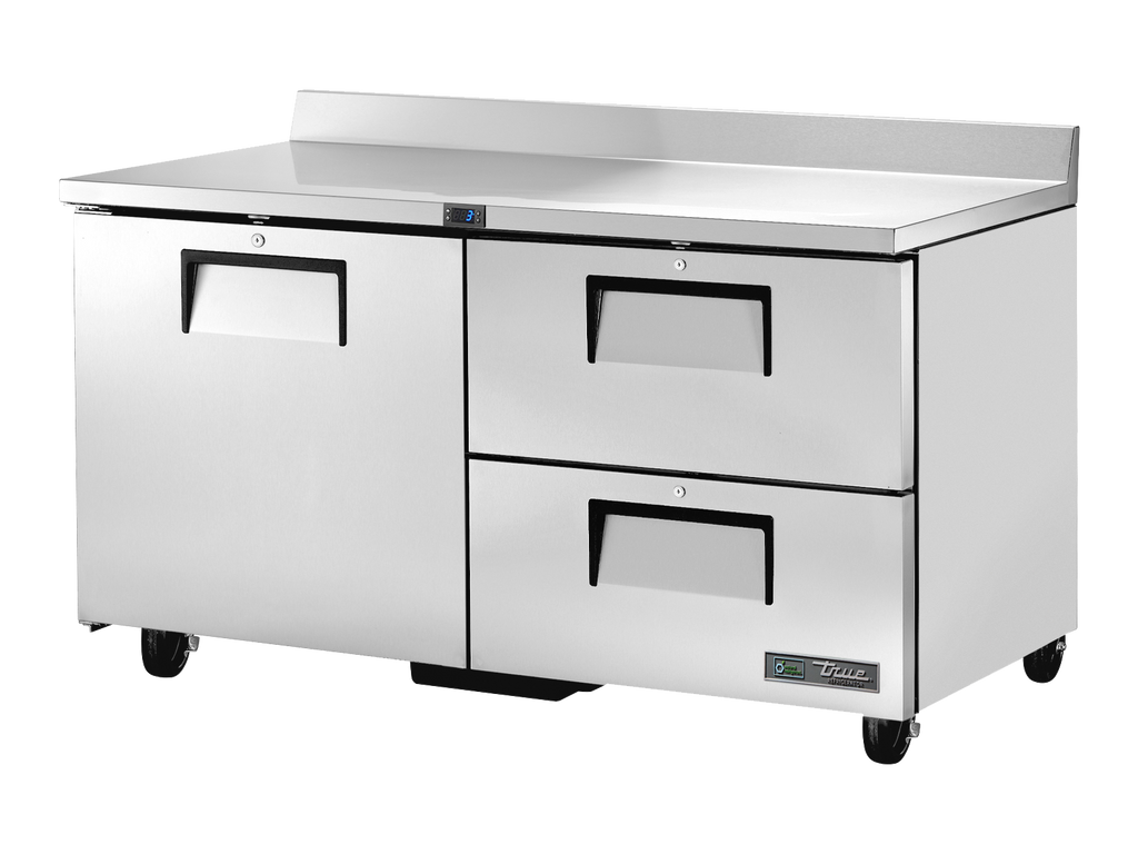 True Refrigeration TWT-60D-2-HC Worktop Counter Refrigerator | 2 Drawers + 1 Solid Swing Door | 226 Litres