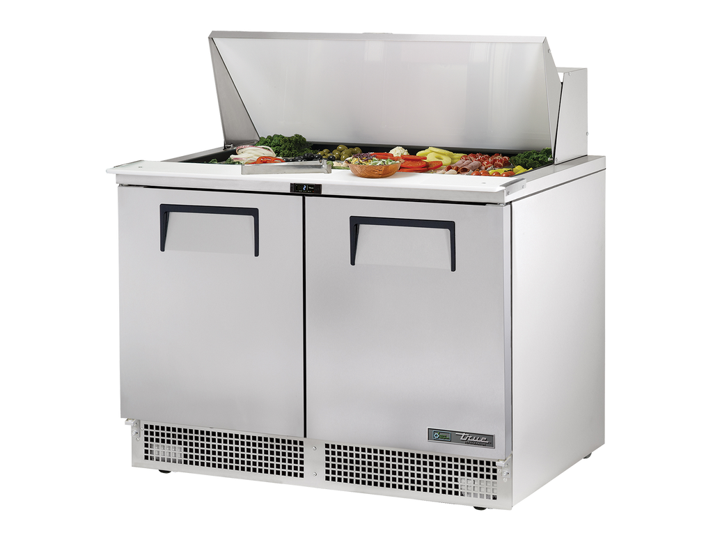 True Refrigeration TFP-48-18M-HC Prep Table Refrigerators | 18x 1/6 Top Pans | 2 Solid Swing Doors | 501 Litres
