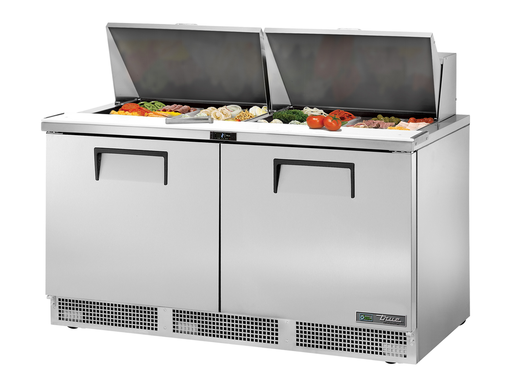 True Refrigeration TFP-64-24M-HC Prep Table Refrigerators | 24x 1/6 Top Pans | 2 Solid Swing Doors | 623 Litres