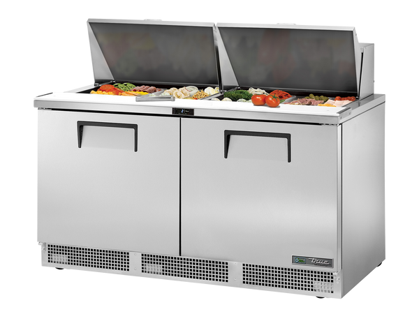 True Refrigeration TFP-64-24M-HC Prep Table Refrigerators | 24x 1/6 Top Pans | 2 Solid Swing Doors | 623 Litres