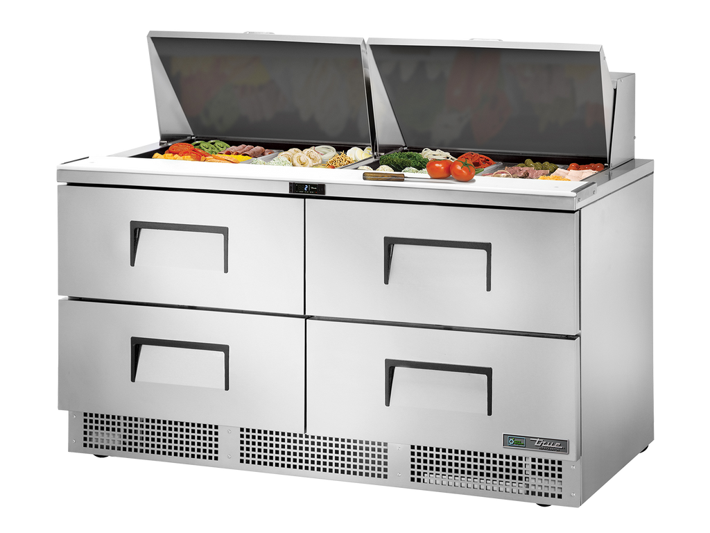 True Refrigeration TFP-64-24M-D-4-HC Prep Table Refrigerators | 24x 1/6 Top Pans | 4 Drawers | 623 Litres