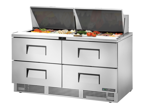 True Refrigeration TFP-64-24M-D-4-HC Prep Table Refrigerators | 24x 1/6 Top Pans | 4 Drawers | 623 Litres