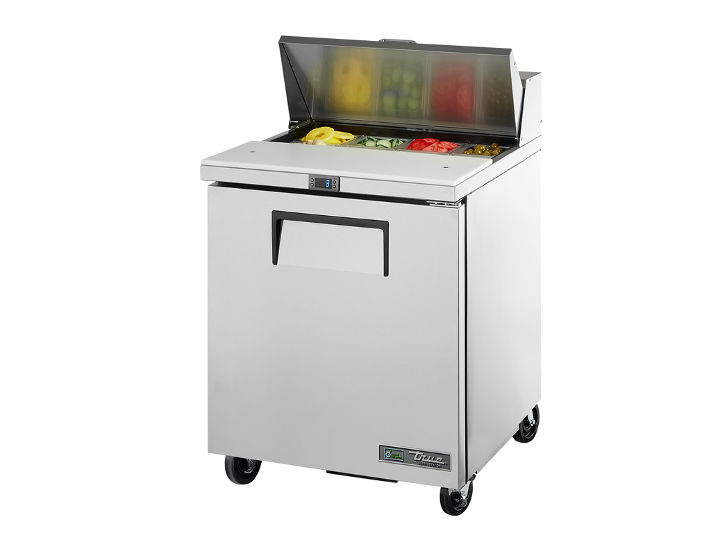 True Refrigeration TSSU-27-08-HC Prep Table Refrigerators | 8x 1/6 Top Pans | 1 Solid Swing Door | 184 Litres