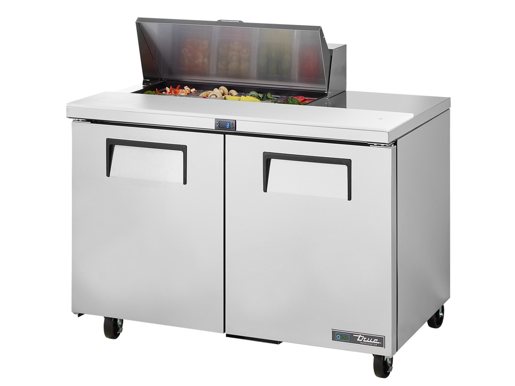 True Refrigeration TSSU-48-08-HC Prep Table Refrigerators | 8x 1/6 Top Pans | 2 Solid Swing Doors | 340 Litres