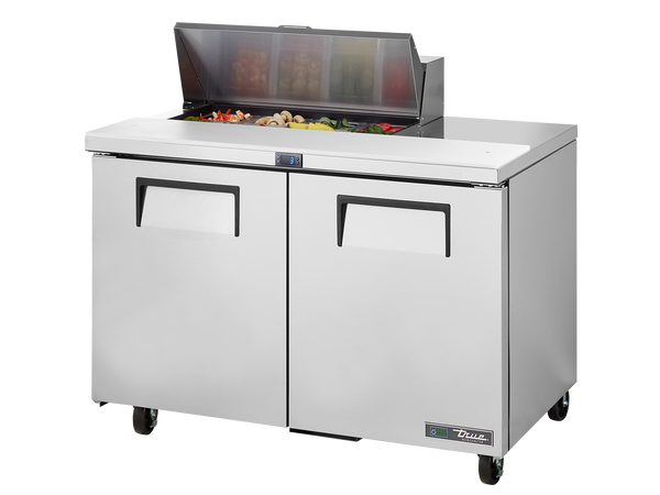 True Refrigeration TSSU-48-08-HC Prep Table Refrigerators | 8x 1/6 Top Pans | 2 Solid Swing Doors | 340 Litres